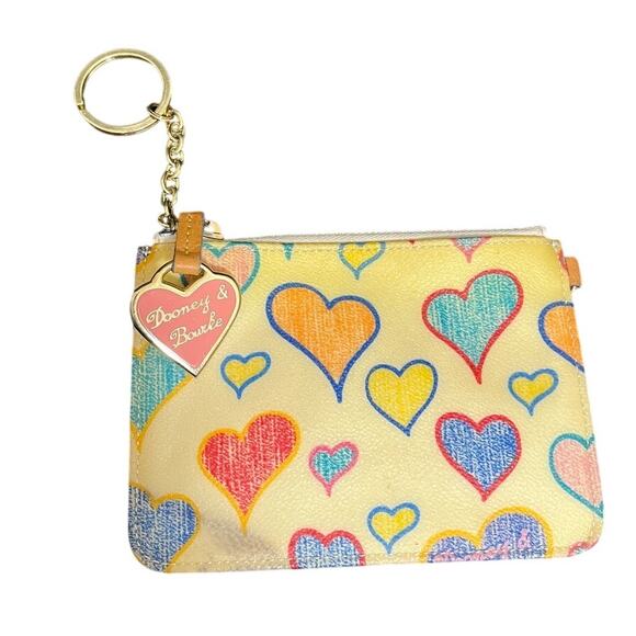 Y2K Dooney & Bourke Clutch Change Purse‎ Heart Key Chain & Hang Tag - Picture 1 of 9